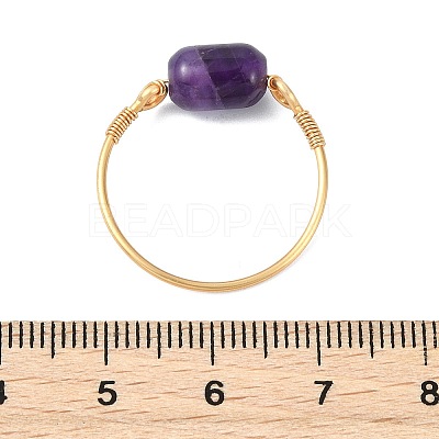 Natural Amethyst & Apatite & Tiger Eye & Amazonite & Rose Quartz Beads Finger Rings RJEW-JR01043-1