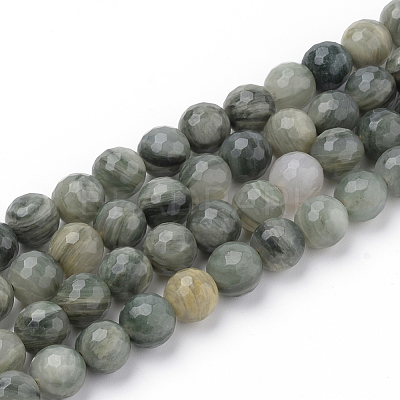 Natural Green Line Jasper Beads Strands X-G-Q462-102-8mm-1