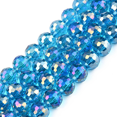Electroplate Transparent Glass Beads Strands EGLA-N002-46-H06-1