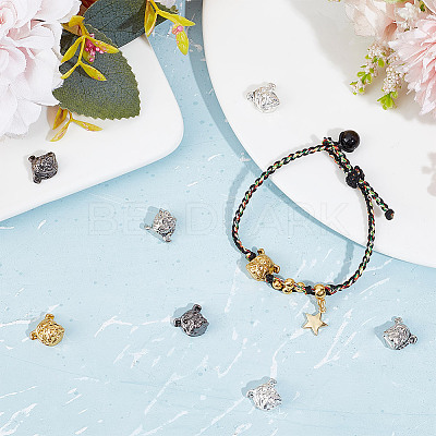 12Pcs 4 Colors Alloy Puppy Beads FIND-OC0003-28-1