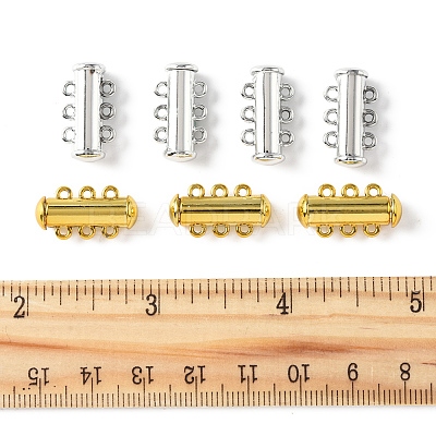 8 Sets 2 Colors 3-Strands Brass Magnetic Slide Lock Clasps KK-FS0001-60-1