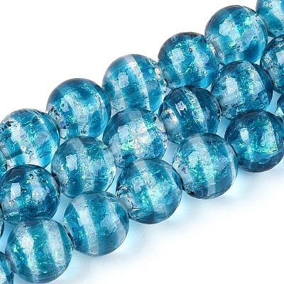 Handmade Foil Glass Beads Strands FOIL-N033-05C-1