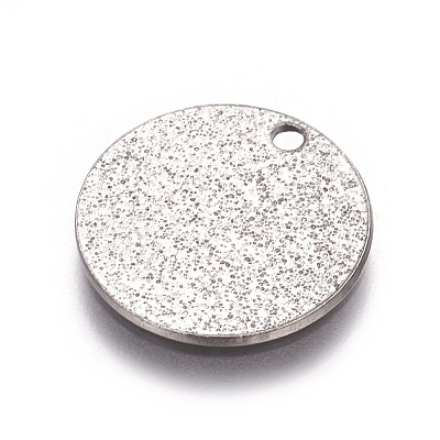 Non-Tarnish 304 Stainless Steel Textured Pendants X-STAS-I098-01-15mm-P-1