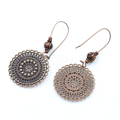 National Style Alloy Wood Dangle Earrings FS-WG6B91F-01-1