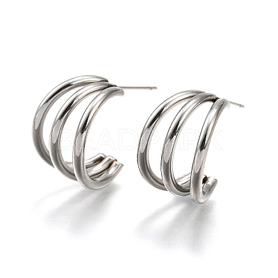 Non-Tarnish 304 Stainless Steel C-shape Stud Earrings EJEW-G298-13A-P-1