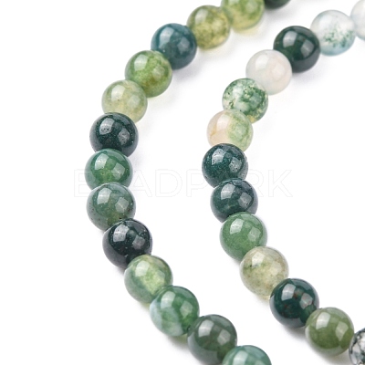 Natural Moss Agate Beads Strands X-GSR4mmC001-1