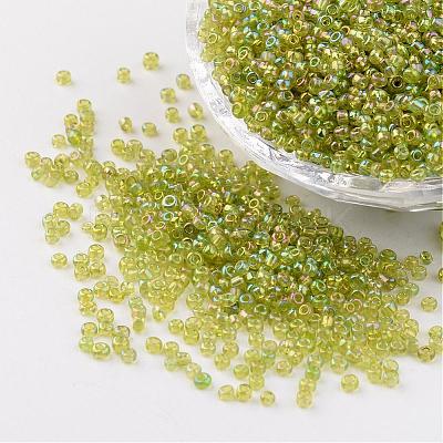 Round Transparent Colors Rainbow Glass Seed Beads X-SEED-A007-2mm-164-1