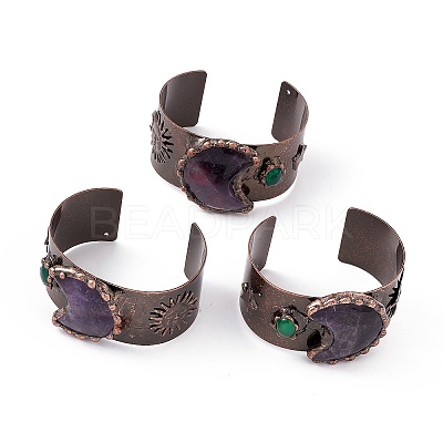 Natural Amethyst Open Cuff Bangles BJEW-A130-02-1