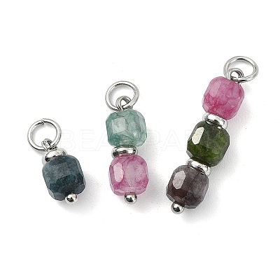 3Pcs 3 Styles Natural Multicolor Tourmaline Beads  Pendants PALLOY-JF05292-02-1