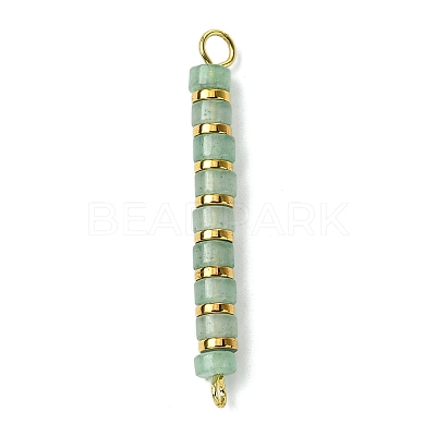 Natural Green Aventurine & Electroplated Synthetic Non-magnetic Hematite Heishi Connector Charms PALLOY-JF03291-02-1