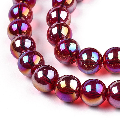 Electroplate Transparent Glass Beads Strands GLAA-T032-T10mm-AB20-1