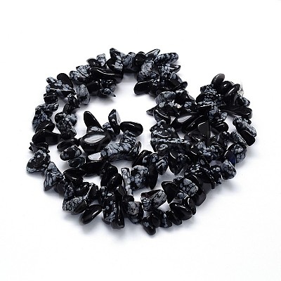 Natural Snowflake Obsidian Beads Strands G-O049-B-44-1