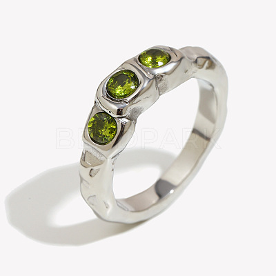 316L Surgical Stainless Steel Pave Cubic Zirconia Finger Rings WGCD260-05-1