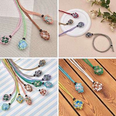 Braided Waxed Cotton Thread Cords Macrame Pouch Necklace Making AJEW-SW00019-1