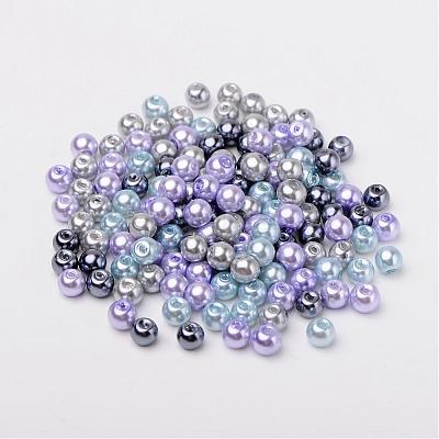 Silver-Grey Mix Pearlized Glass Pearl Beads HY-X006-6mm-13-1