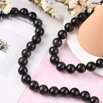 Natural Obsidian Beads Strands X-G-G099-14mm-24-1