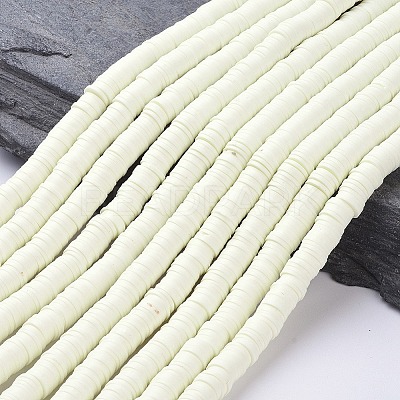 Flat Round Handmade Polymer Clay Beads CLAY-R067-6.0mm-21-1