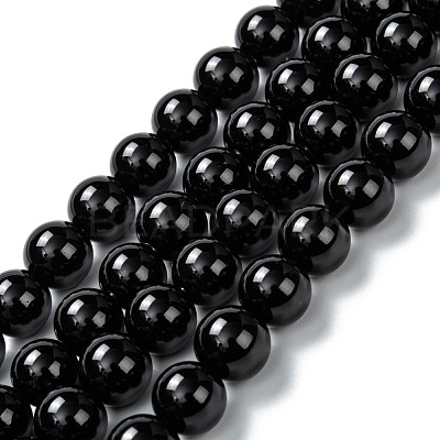 Natural Black Onyx Beads Strands G-Z024-02A-1