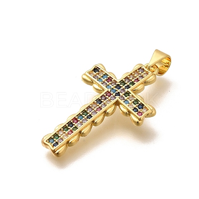Rack Plating Brass Micro Pave Cubic Zirconia Pendants KK-L226-005G-01-1