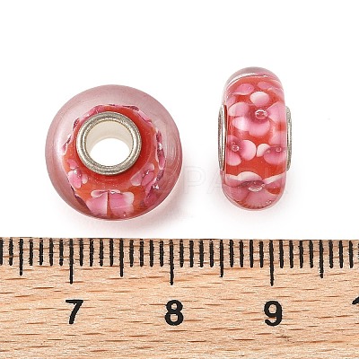 Lampwork & Brass Core European Beads LAMP-P019-01P-16-1