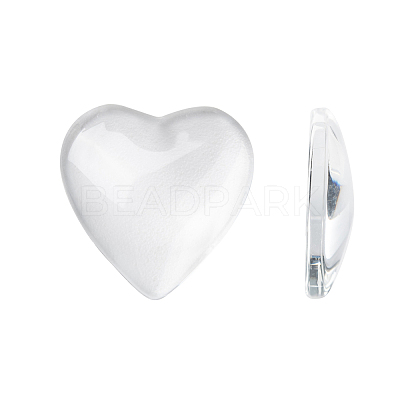 Transparent Glass Heart Cabochons X-GGLA-R021-20mm-1