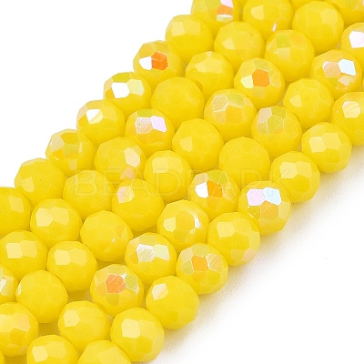 Electroplate Opaque Solid Color Glass Beads Strands EGLA-A044-P4mm-L04-1