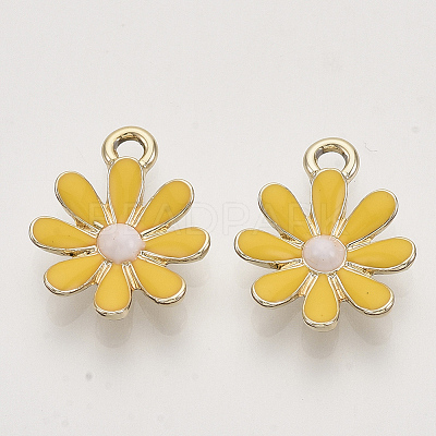 Light Gold Plated Alloy Pendants X-ENAM-T009-39B-1