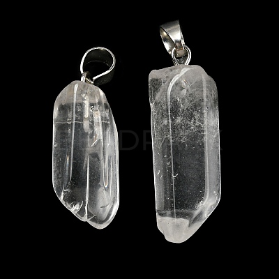 Natural Quartz Crystal Pointed Pendants G-G779-02P-1