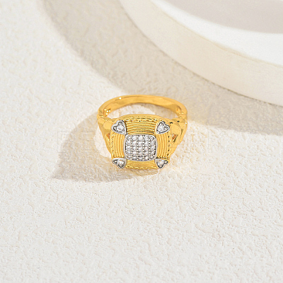 Brass Micro Pave Cubic Zirconia Finger Rings for Women GF8106-2-1