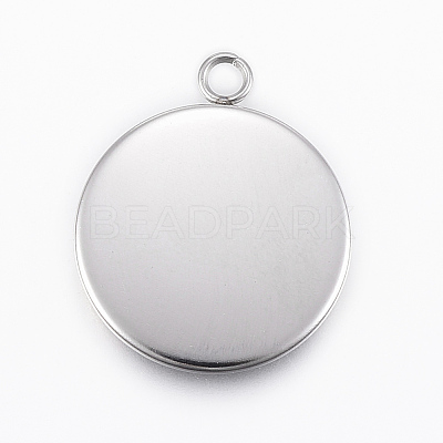Tarnish Resistant 304 Stainless Steel Pendant Cabochon Settings X-STAS-E146-18P-18mm-1