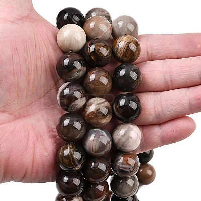 Natural Petrified Wood Beads Strands G-L648-A03-16mm-02-1