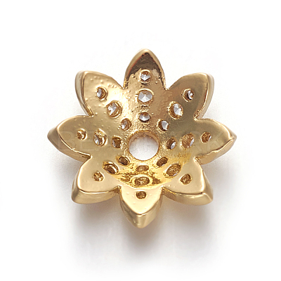 Brass Micro Pave Cubic Zirconia Bead Caps ZIRC-E158-12G-1