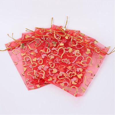 Heart Printed Organza Bags OP-R022-13x18-07-1