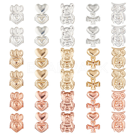15 Pairs 15 Style Brass Friction Ear Nuts KK-AR0002-92-1