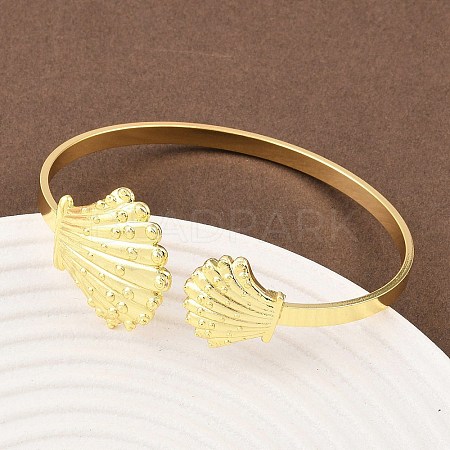 Marine Organism Brass Cuff Bangles for Women BJEW-D368-03H-G-1