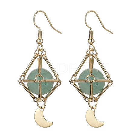Natural Green Aventurine Dangle Earrings EJEW-JE05499-03-1