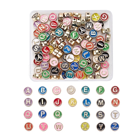 104Pcs 26 Colors Alloy Enamel Beads ENAM-YW0001-75-1