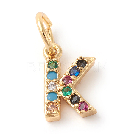 Brass Micro Pave Colorful Cubic Zirconia Charms X-ZIRC-F092-01-K-1