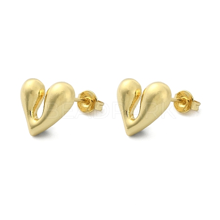 Rack Plating Brass Heart Stud Earrings for Women EJEW-Q780-11G-1