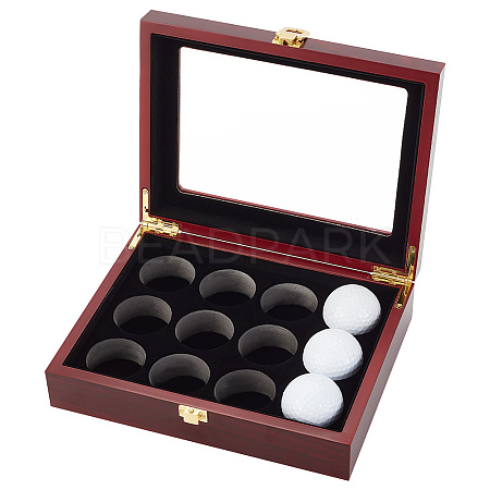 Golf Ball Wooden Storage Box AJEW-WH0016-08-1