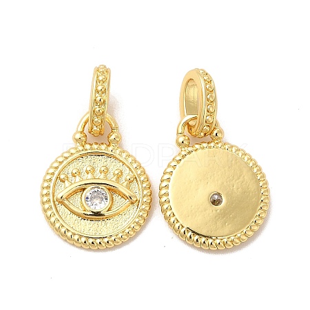 Rack Plating Brass Pave Clear Cubic Zirconia European Dangle Charms KK-B068-25G-1