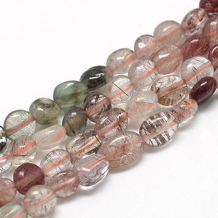 Natural Rutilated Quartz Beads Strands G-R445-6x8-38-1