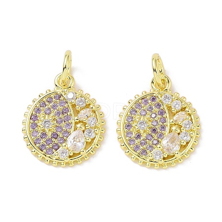 Real 18K Gold Plated Brass Micro Pave Cubic Zirconia Pendants KK-L209-056G-03-1