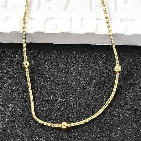 3MM Brass Round Ball Snake Chain Necklaces NJEW-M108-03G-1