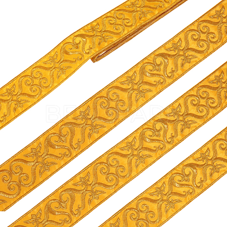 Ethnic Style Floral Pattern Embroidery Polyester Ribbons OCOR-WH0104-44B-1