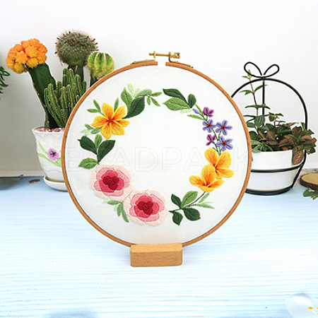 Flower Pattern DIY Embroidery Kit DIY-P077-115-1