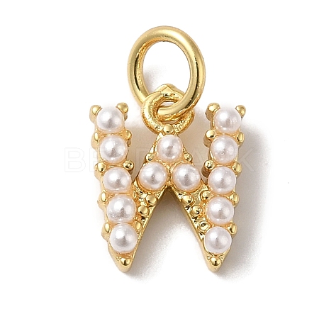 Rack Plating Brass with ABS Plastic Imitation Pearl Charms KK-B092-30W-G-1