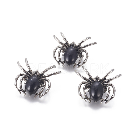 Natural Black Agate Brooch G-A176-C05-1