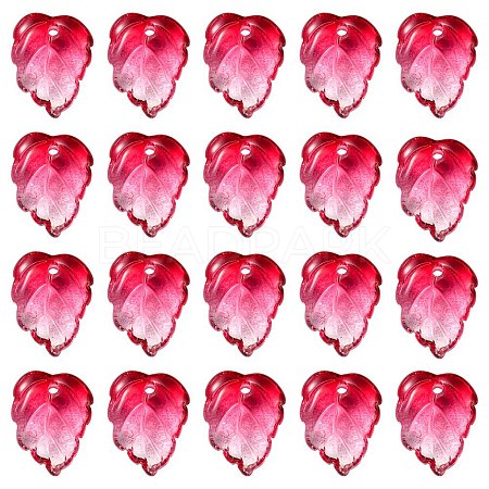 Autumn Theme Two-Tone Transparent Glass Charms GLAA-YW0001-53D-1