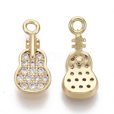 Brass Micro Pave Clear Cubic Zirconia Charms KK-S355-015-NF-1